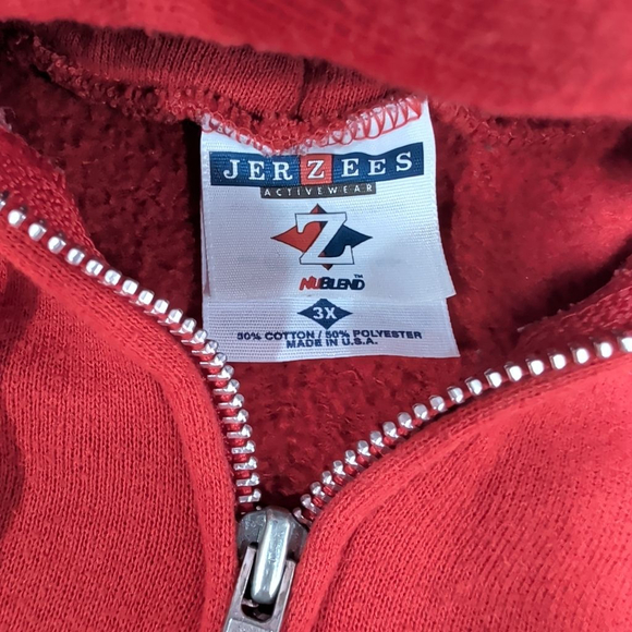 Men's Jerzees Red Full Zip Hoodie 3XL - Picture 4 of 7